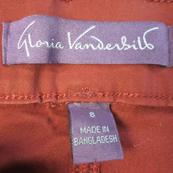 GLORIA VANDERBILT Wide Leg Tummy Control Crop Pants Sz 8 Red Rust Pull On NWT - Picture 5 of 12